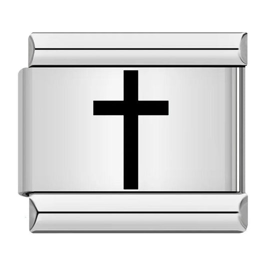 Black Cross, on Silver - Charms Official