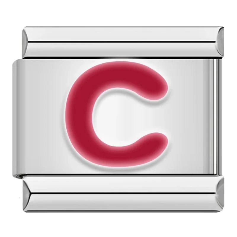 Letter C in Red, on Silver - Charms Official