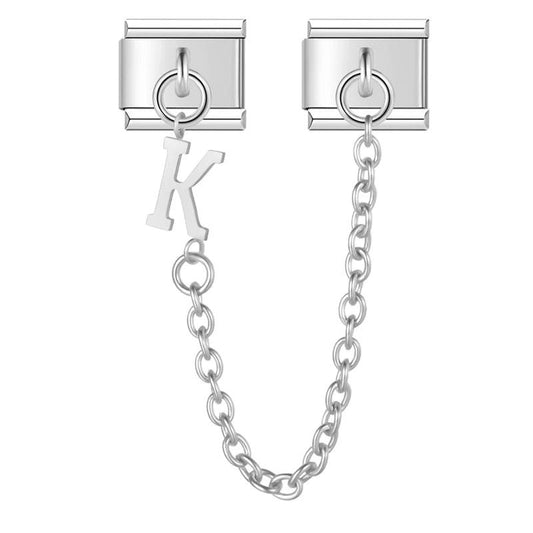 Letter K, Double Linked Charms, on Silver - Charms Official