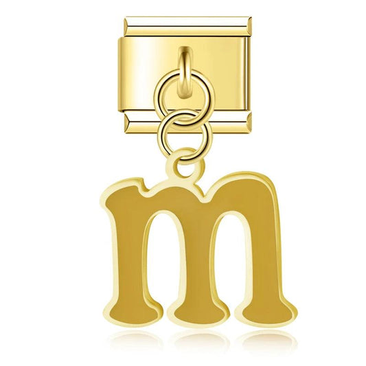 Letter M in Yellow, on Gold - Charms Official